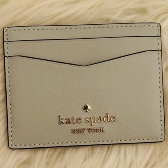 Kate Spade Staci Small Slim Card Holder Warm Cement NWOT - Picture 1 of 2